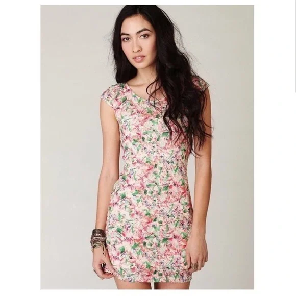 Free People Floral Bodycon Dress - Medium - Picture 2 of 6